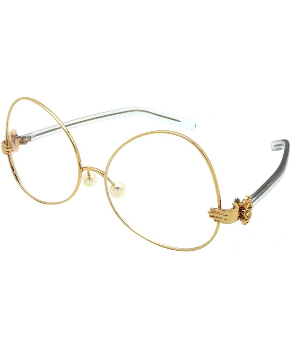 Upside Down Vintage Clear Lens Style with Case/Cleaning Cloth/Repair Kits M3135 - Gold - C7185QCGX9C $5.61 Oversized