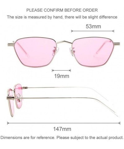 Polarized Sunglasses Men Women Geometric Trapezoid Small Vintage Metal Frame Retro Shade Glasses- UV400 - Pink - CT18AHC75QD ...