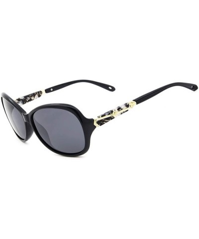Oversized Polarized Sunglasses for Women Classic Fashion Style Sun Glasses - Black Frame Gray Lens - CM18S8UDC40 $9.53 Oversized