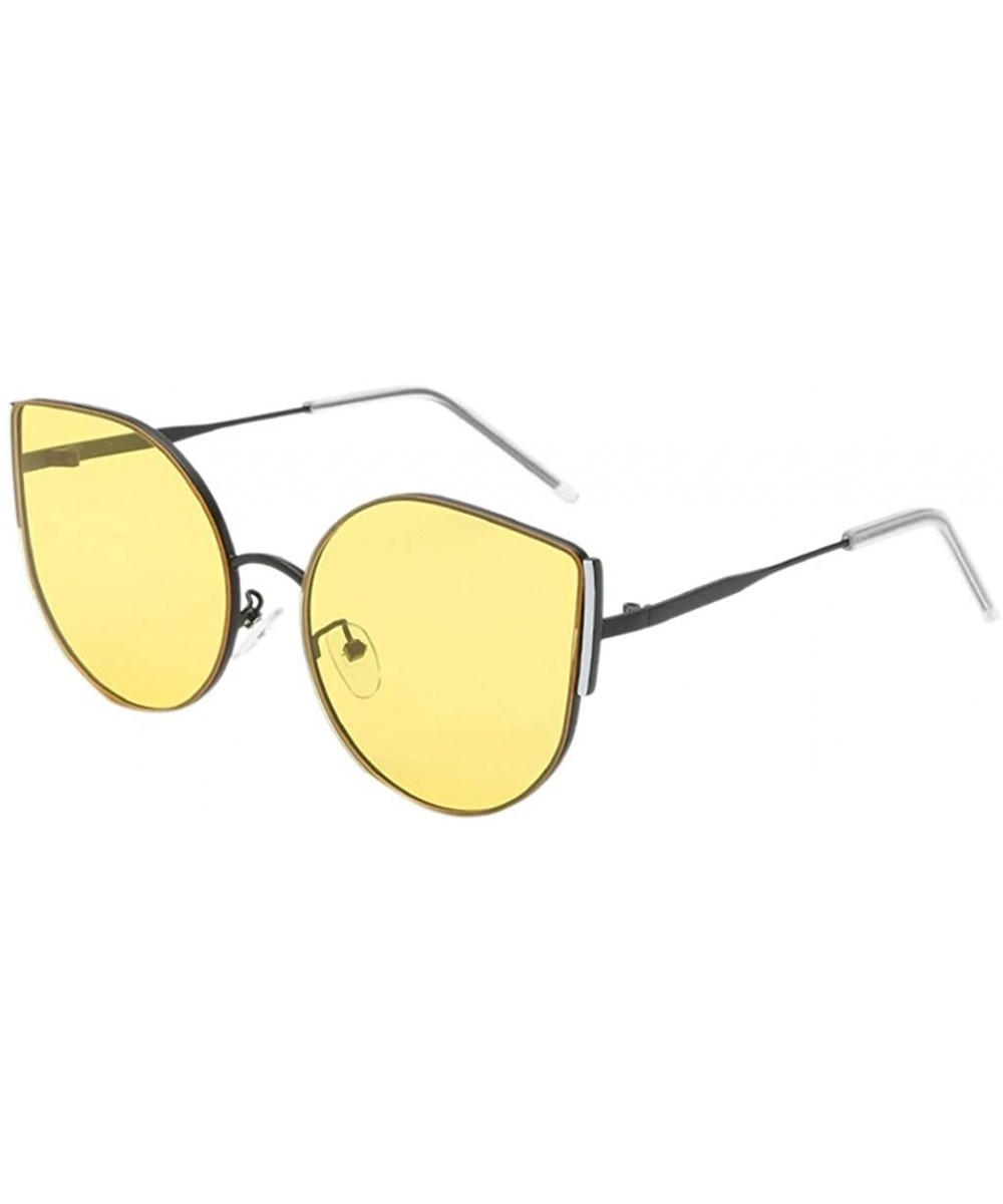 Fashion Man Women Irregular Shape Sunglasses Unisex Vintage Style Glasses Retro Sunglasses for women men - Yellow - CS18SCWYL...