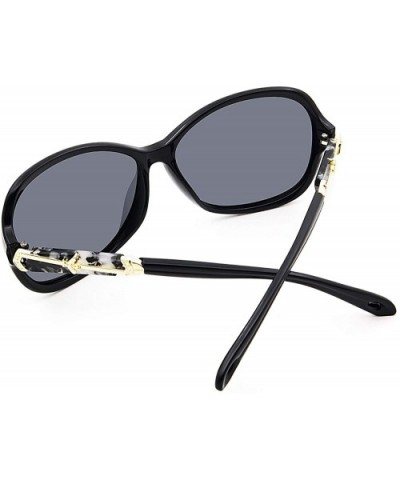 Oversized Polarized Sunglasses for Women Classic Fashion Style Sun Glasses - Black Frame Gray Lens - CM18S8UDC40 $9.53 Oversized