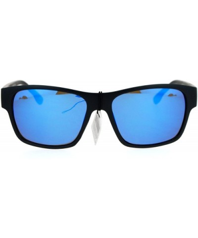 KUSH Sunglasses Square Rectangular Matte Black Mirror Lens UV 400 - Black Blue (Blue Mirror) - CE186NUH6Y6 $5.69 Rectangular