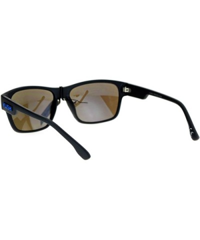 KUSH Sunglasses Square Rectangular Matte Black Mirror Lens UV 400 - Black Blue (Blue Mirror) - CE186NUH6Y6 $5.69 Rectangular