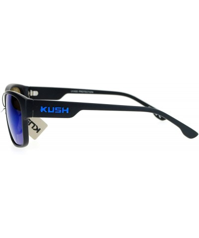 KUSH Sunglasses Square Rectangular Matte Black Mirror Lens UV 400 - Black Blue (Blue Mirror) - CE186NUH6Y6 $5.69 Rectangular