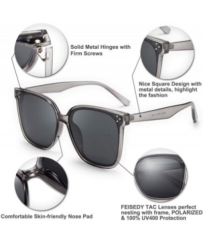 Retro Oversized Cateye Polarized Sunglasses Women Men Minimalist Style B2600 - Gray Diamond - CD1982SHY07 $10.13 Oversized