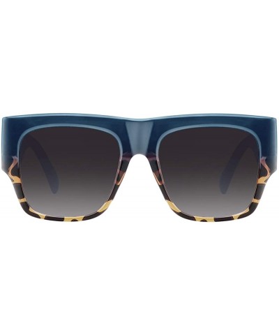 Flat Top Square Sunglasses for Women Fashion Shades with UV Protection WS97278 - Blue+leopard - CL196QSUQH3 $7.18 Oversized