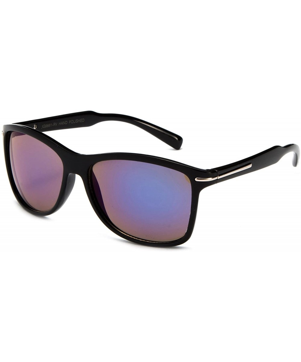 Mens Round Frame Sleek Flash Lenses Fashion Sunglasses Simple Fit - Black/Purple - CA127QJCFJN $7.65 Round