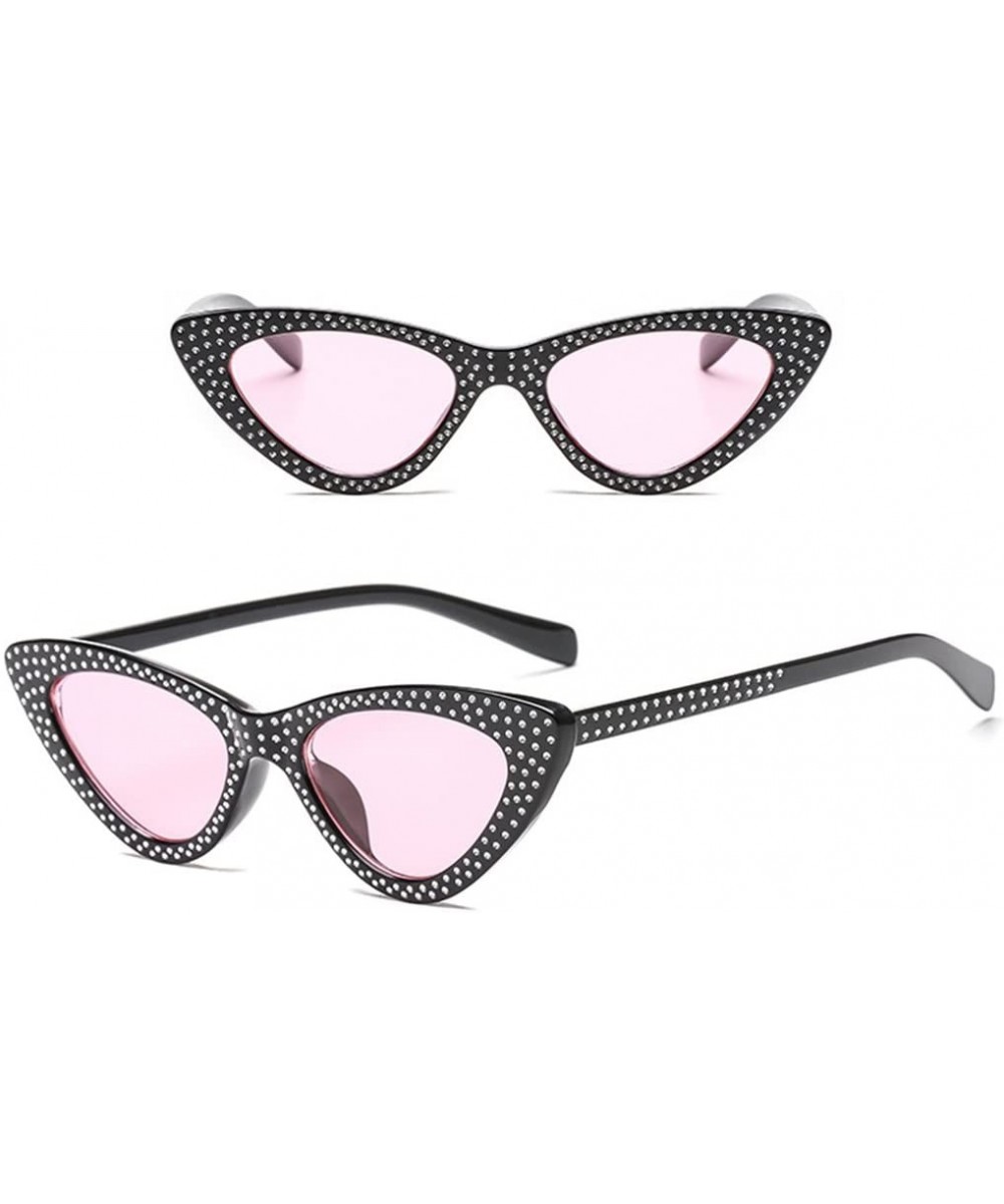 Women Vintage Retro Cat Eye Frame Sunglasses Rhinestone Outdoor Eyewear Glasses (D) - C618COZCKW9 $4.90 Oval