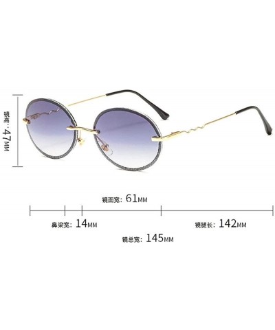 New fashion retro metal frameless colorful brand designer oval sunglasses for women - Grey Pink - CX18RGU8693 $13.68 Oval