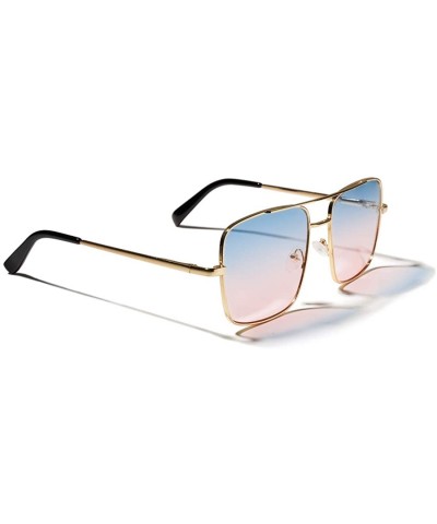 Retro Oversize Sunglasses for Men Women Tinted Lens Metal Sun Glasses - 01-blue Gradient Pink - CB18UY0XDAX $12.20 Square