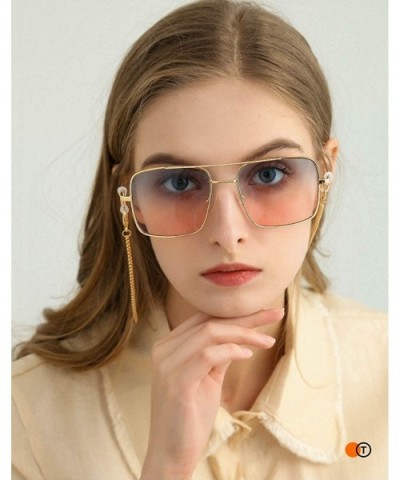 Retro Oversize Sunglasses for Men Women Tinted Lens Metal Sun Glasses - 01-blue Gradient Pink - CB18UY0XDAX $12.20 Square