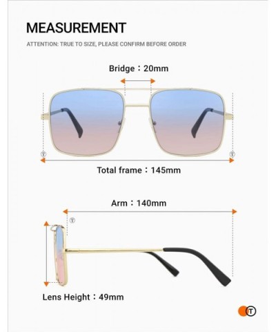 Retro Oversize Sunglasses for Men Women Tinted Lens Metal Sun Glasses - 01-blue Gradient Pink - CB18UY0XDAX $12.20 Square