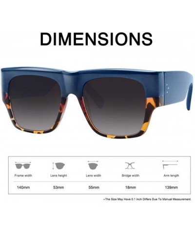 Flat Top Square Sunglasses for Women Fashion Shades with UV Protection WS97278 - Blue+leopard - CL196QSUQH3 $7.18 Oversized