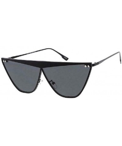 Flat Top Shield Aviator Luxury Futuristic Sunglasses - Black Frame - CW18ZDXHNL6 $7.04 Shield