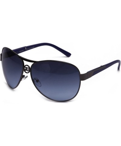 Aviator Oversized Fashion Sunglasses Modern Design Gradient Lenses UV Protection - Gunmetal/Blue - C817YY80CTT $6.28 Oversized