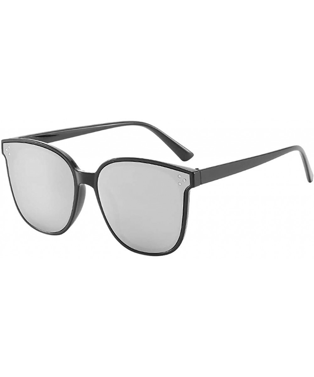 Vintage Polarized Sunglasses For Women Oversized Square Metal Frame Retro Fashion Shades - Silver - CU199L54XKD $5.93 Square