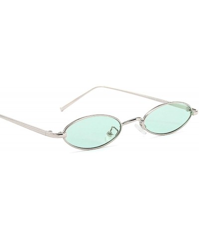 Retro Classic Oval Frame Sunglasses for Unisex Metal AC UV 400 Protection Sunglasses - Silver Green - C418T2UHXQN $14.81 Oval