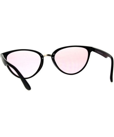 Womens Pimp Color Cat Eye Thin Horn Rim Plastic Sunglasses - Pink - CS18CIAO4TE $8.60 Cat Eye