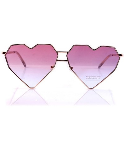 Mega Size Metal Color Tinted Two Tone Gradient Lens Heart Sunglasses A177 - Purple Blue - CL18DK5KQ59 $8.89 Oversized