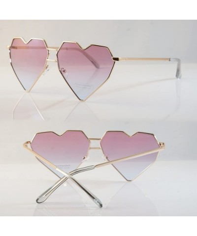 Mega Size Metal Color Tinted Two Tone Gradient Lens Heart Sunglasses A177 - Purple Blue - CL18DK5KQ59 $8.89 Oversized