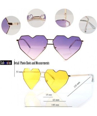 Mega Size Metal Color Tinted Two Tone Gradient Lens Heart Sunglasses A177 - Purple Blue - CL18DK5KQ59 $8.89 Oversized