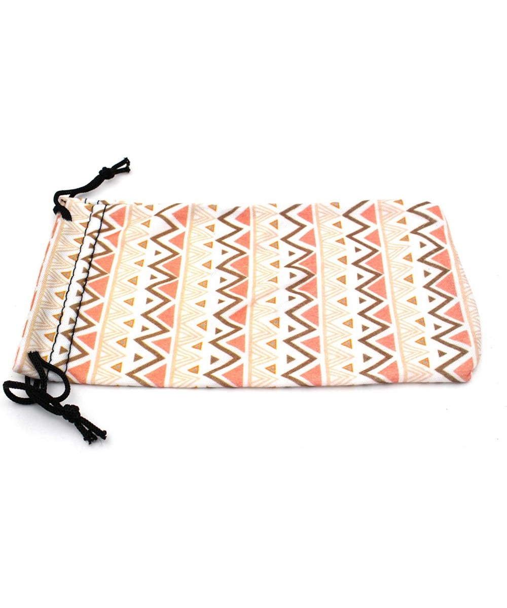 Premium Drawstring Closure Tribal Print Microfiber Eyewear Pouch - Beige Indian - CW1956NURQO $7.06 Rectangular