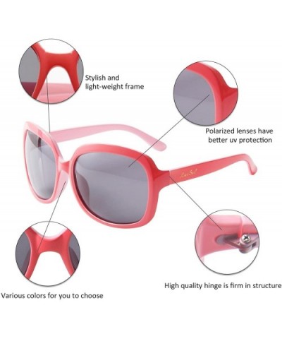 Oversized Womens Sunglasses Polarized uv Protection Simple Sunglasses LSP301 - Polarized Red 2 - CF11S84VI4J $8.05 Oversized