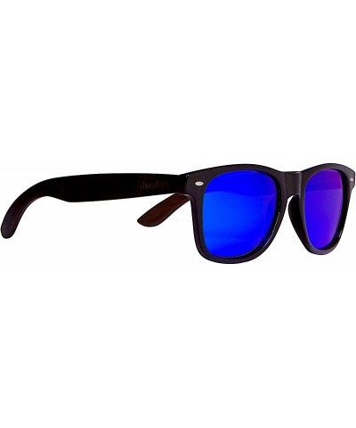 Ebony Wood Sunglasses with Blue Mirror Polarized Lens - CM1838TL0XK $28.87 Rimless