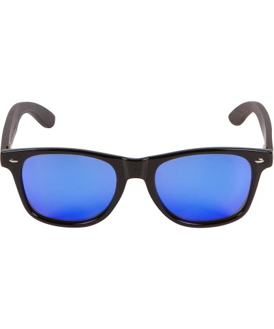 Ebony Wood Sunglasses with Blue Mirror Polarized Lens - CM1838TL0XK $28.87 Rimless