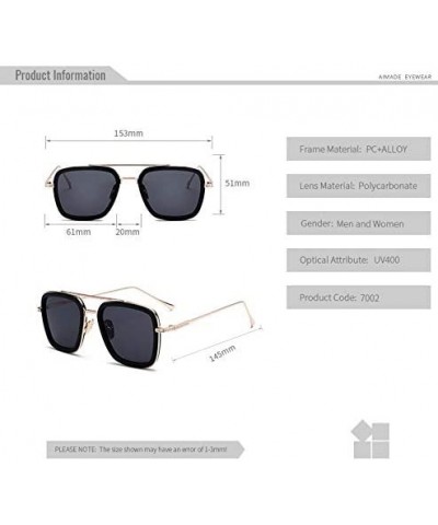 Retro Square Aviator Sunglasses for Men Women Classic Tony Stark Sunglasses Square Pilot Shades - CW18WEDIZ3A $10.24 Square