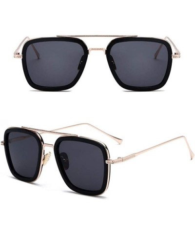 Retro Square Aviator Sunglasses for Men Women Classic Tony Stark Sunglasses Square Pilot Shades - CW18WEDIZ3A $10.24 Square