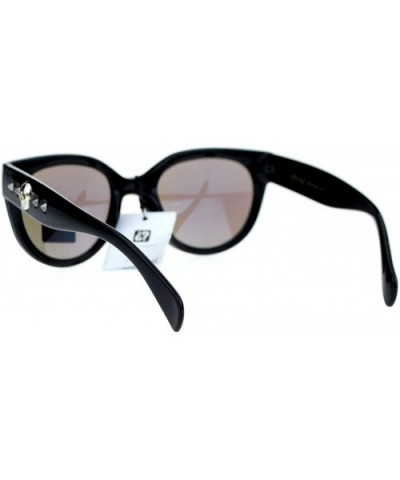 Skull Studded Womens Sunglasses Round Butterfly Fashion Eyewear - Black - C5122KUSGRD $9.33 Round