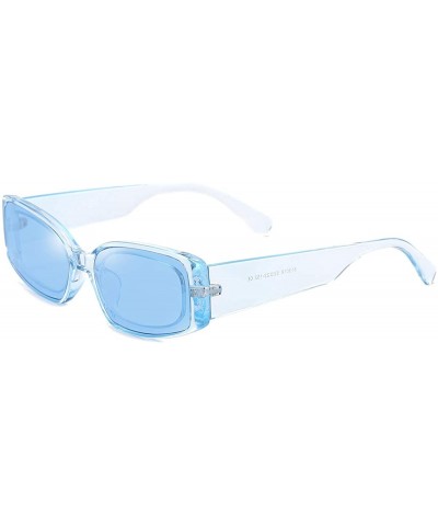 Rectangle Sunglasses for Women Retro Fashion Sunglasses UV 400 Protection Square Frame Eyewear - Transparent Blue - CN197RX2I...
