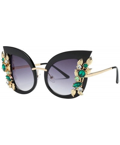 Bohemian Womens Fashion Artificial Diamond Cat Ear Metal Frame Brand Classic Sunglasses - Multicolor-c - CM18T5D4O22 $3.21 Oval