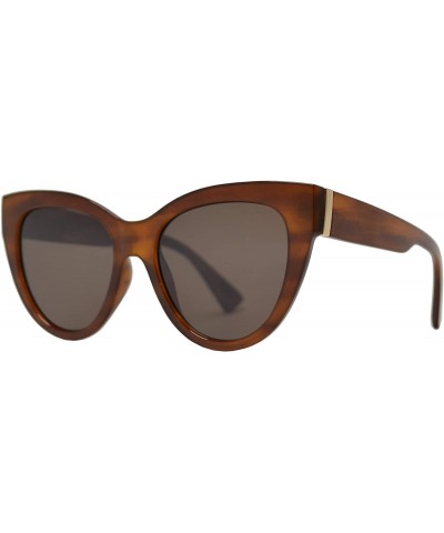 Womens Large Cat Eye Round Sunglasses Fashion UV Protection - Brown + Brown - CG1960R7MTY $11.03 Oversized