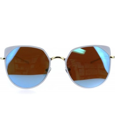 Womens Metal Rim Butterfly Metal Rim Minimal Mod Designer Sunglasses - White Gold Blue - C118EYK7X9I $10.08 Butterfly