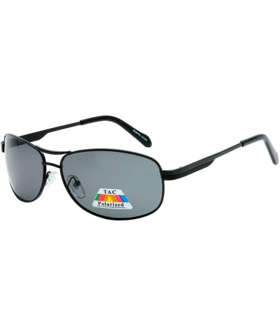 Retro Fashion Aviator Rectangle Frame Polarized Sunglasses - Black - CF18U7C98RR $6.95 Rectangular