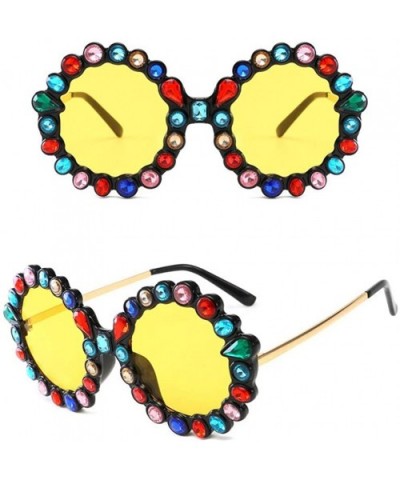 Retro Ladies Round Diamond Sunglasses for Women - 2 - CW18RWNM7LA $16.23 Round