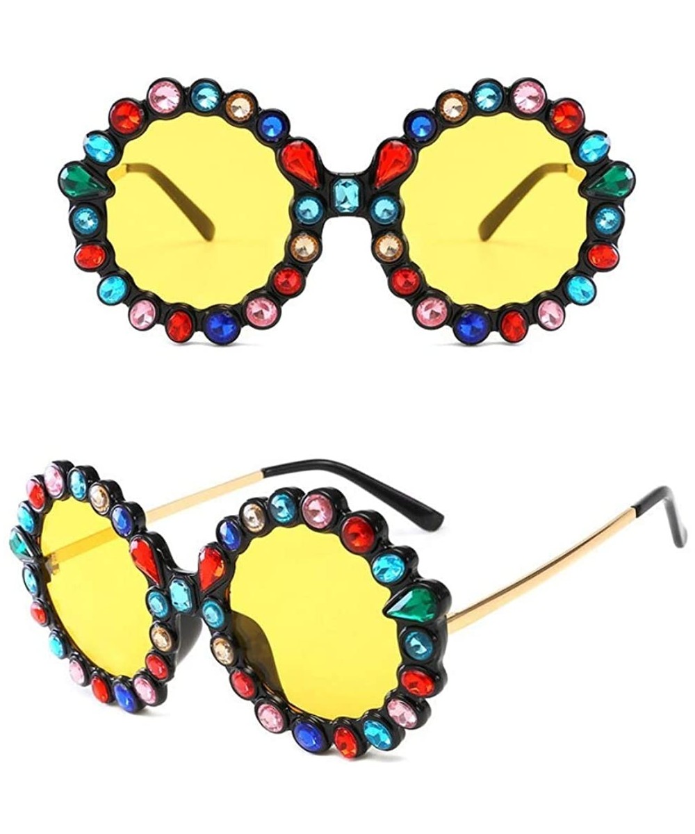 Retro Ladies Round Diamond Sunglasses for Women - 2 - CW18RWNM7LA $16.23 Round