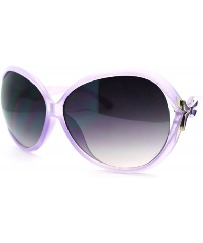 Bow Ribbon Design Women's Oversized Round Sunglasses - Lavender - CL11LS13HLV $6.27 Round