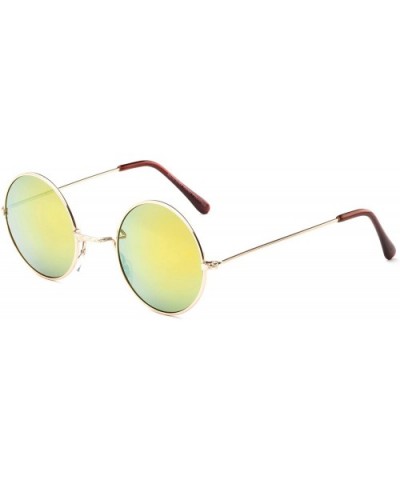 "Lex" Metal Frame Round Fashion Sunglasses - Gold/Yellow - CL12I5CR2XT $8.27 Oversized