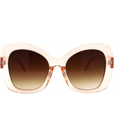 Womens Sunglasses Oversized Square Butterfly Celebrity Fashion Shades UV 400 - Clear Peach (Brown) - CX195OEUXMM $6.90 Oversized