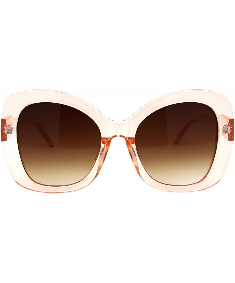 Womens Sunglasses Oversized Square Butterfly Celebrity Fashion Shades UV 400 - Clear Peach (Brown) - CX195OEUXMM $6.90 Oversized