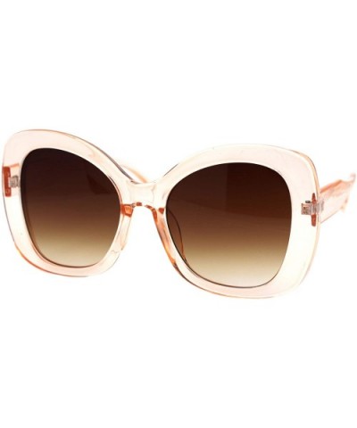 Womens Sunglasses Oversized Square Butterfly Celebrity Fashion Shades UV 400 - Clear Peach (Brown) - CX195OEUXMM $6.90 Oversized