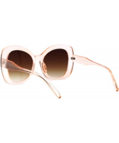 Womens Sunglasses Oversized Square Butterfly Celebrity Fashion Shades UV 400 - Clear Peach (Brown) - CX195OEUXMM $6.90 Oversized