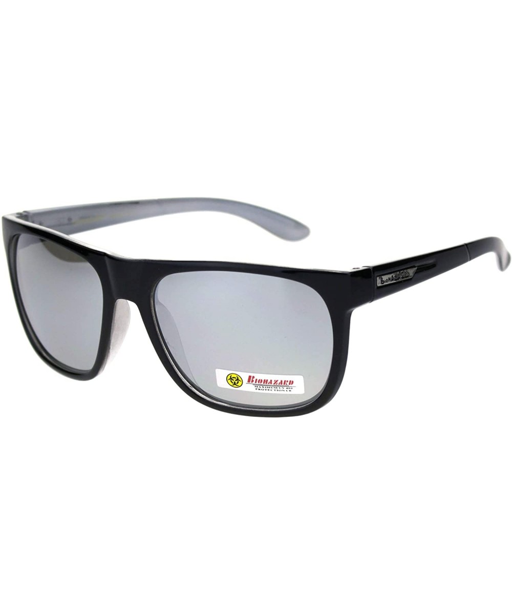 Biohazard Sunglasses Mens Square Sporty Fashion Shades UV 400 - Black Silver (Silver Mirror) - CL18ZWO66T6 $9.15 Square