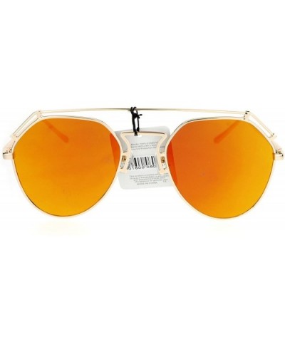 Womens Retro Aviator Sunglasses Flat Wire Top Metal Frame Aviators - Gold (Orange Mirror) - CU1874Y3IYW $8.17 Aviator