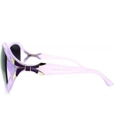 Bow Ribbon Design Women's Oversized Round Sunglasses - Lavender - CL11LS13HLV $6.27 Round