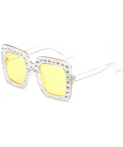 Women Sunglasses Crystal Brand Designer Oversized Square Sunglasses - C7 - C318D07YUR9 $6.54 Square