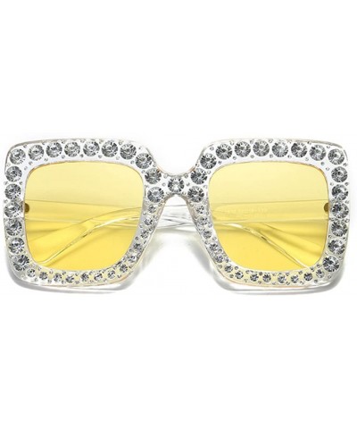 Women Sunglasses Crystal Brand Designer Oversized Square Sunglasses - C7 - C318D07YUR9 $6.54 Square